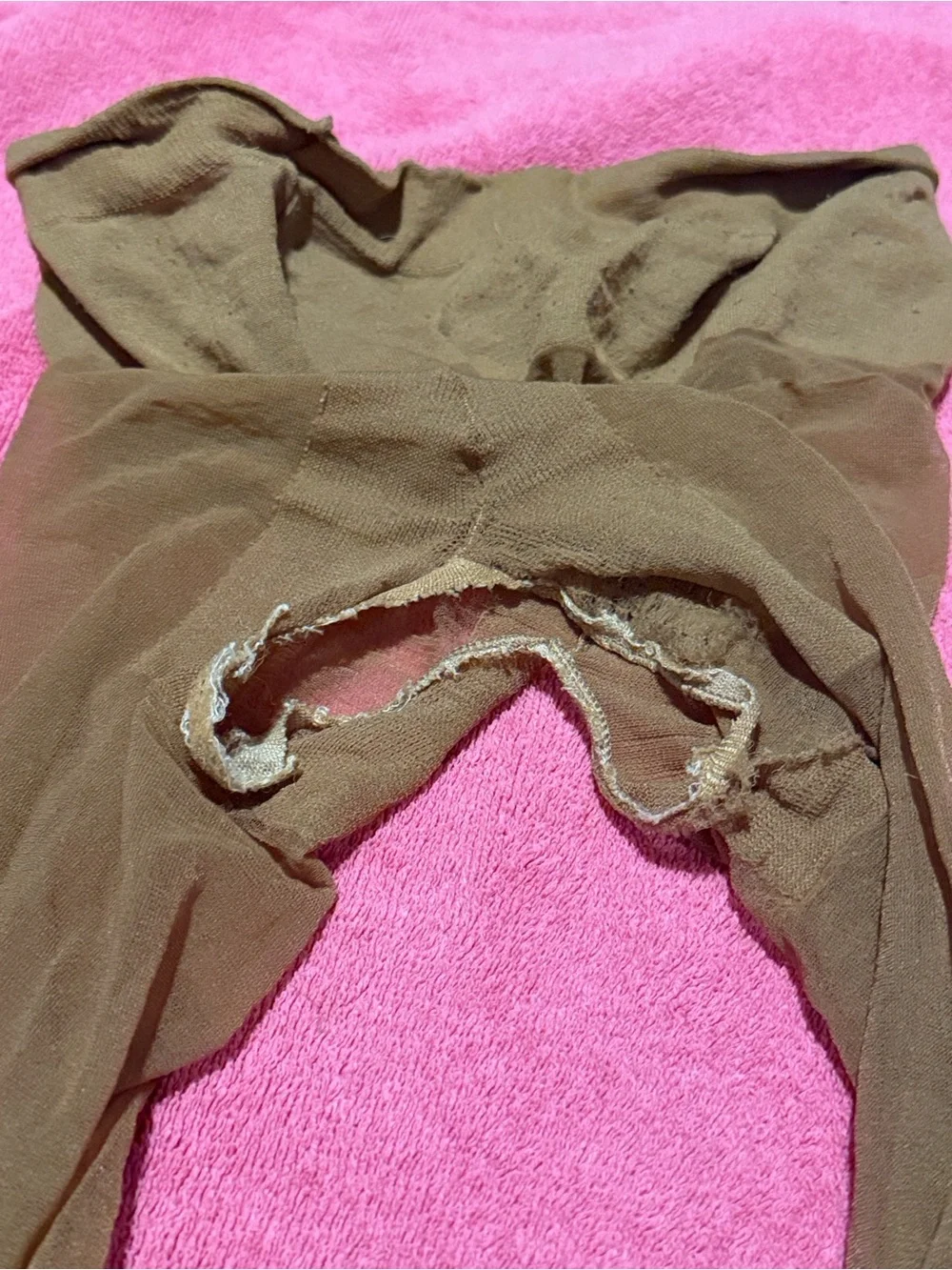 Suntan Sheer Pantyhose Hosiery w/ runs & holes